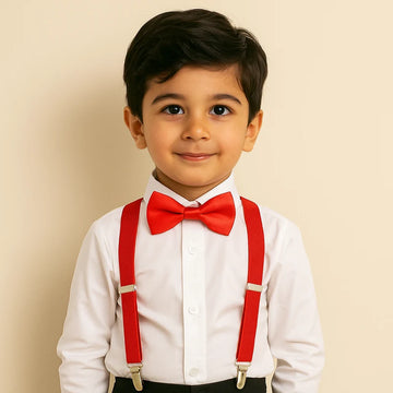 Kids Suspenders With Bow Red - Sunshine