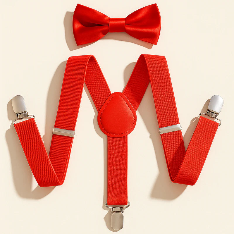 Kids Suspenders With Bow Red - Sunshine