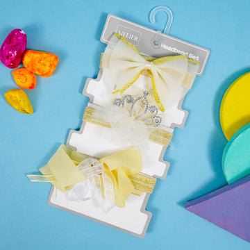 Baby Headband Set 3Pcs Crown Yellow - Sunshine