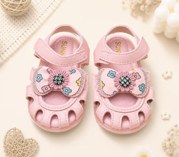 Kids Sandals With Sole Lights Bow Pink - Sunshine